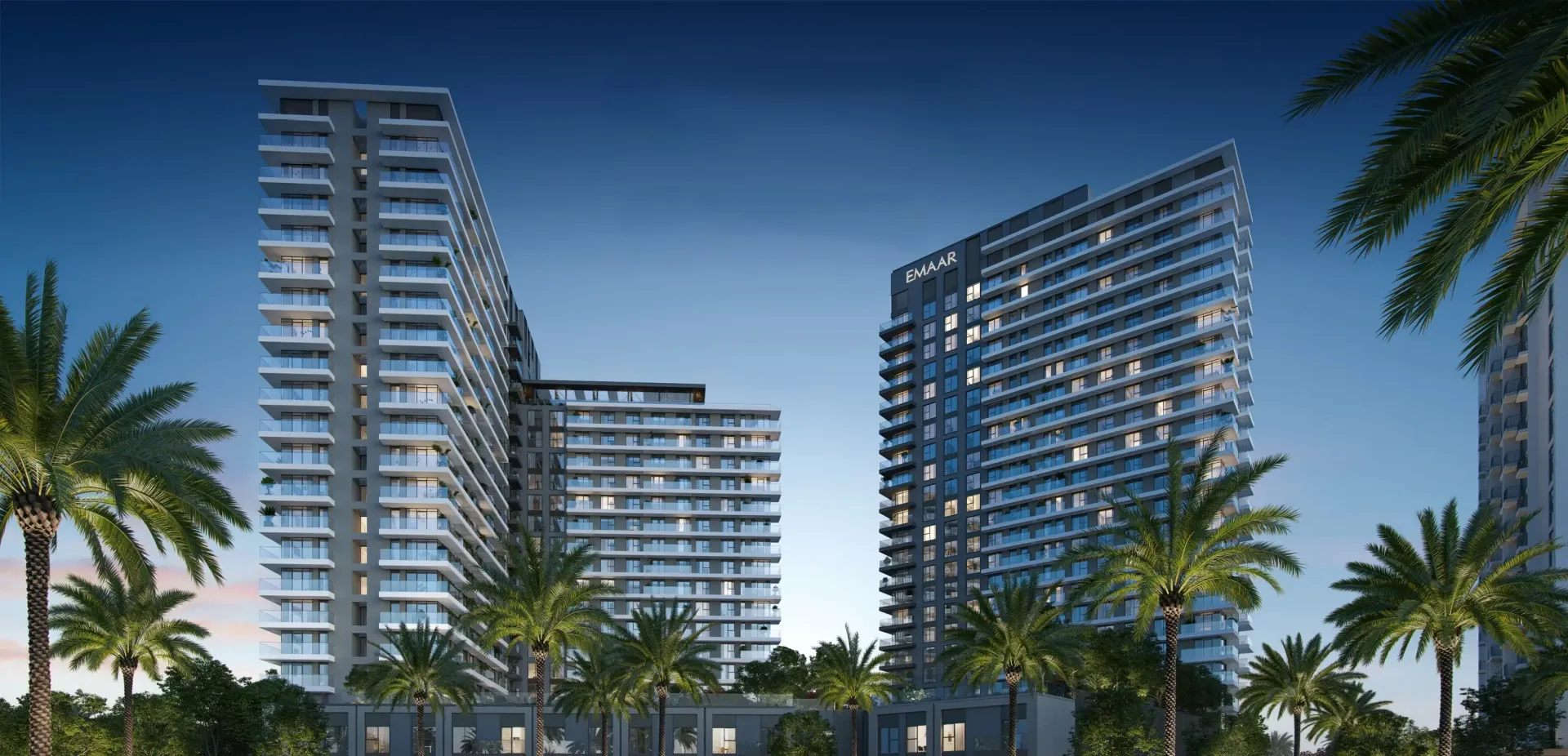 Greenside Residence by Emaar – gyvenamieji bokštai tarp palmių Dubai Hills rajone