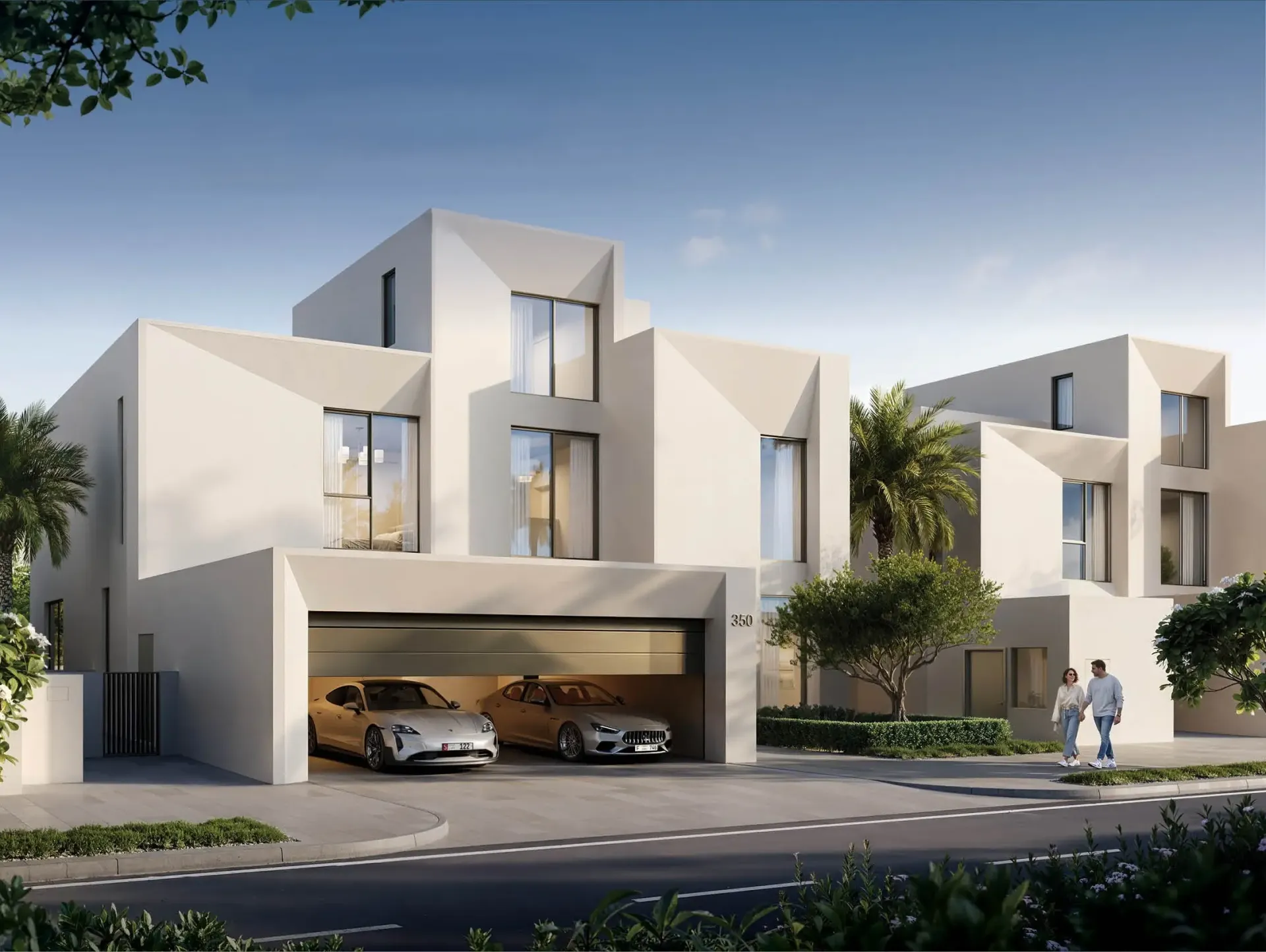 Palmiera Collective – šviesi vila su dviem automobiliais garaže
