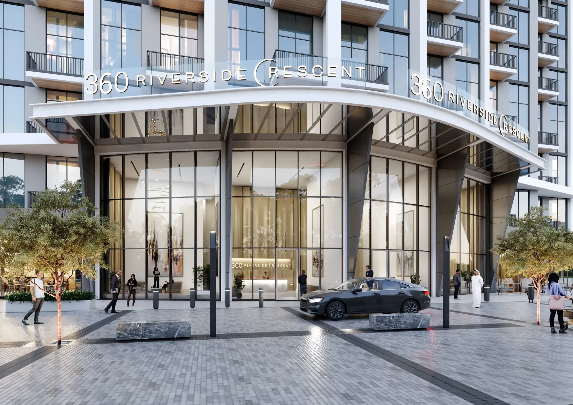 360 Riverside Crescent by Sobha Realty – bokštai su Sobha užrašu