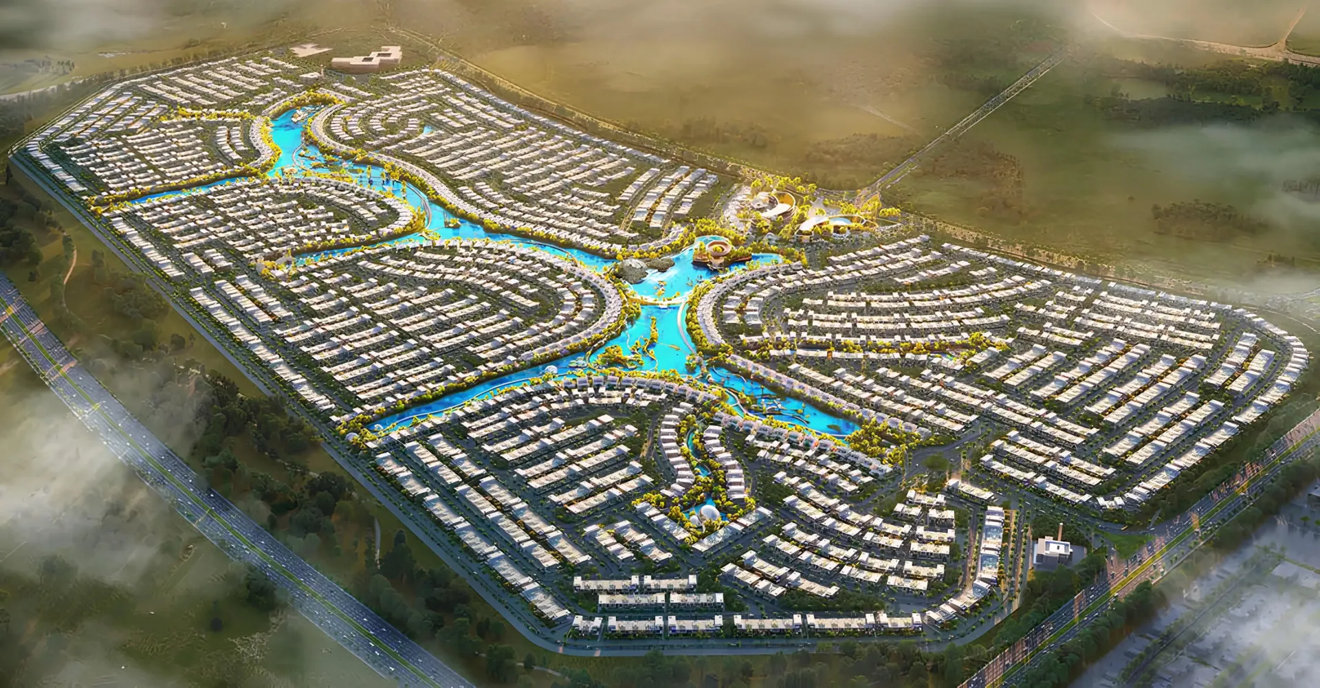 Damac Islands 2 – Maui – bendruomenės masyvas su lagūnomis iš paukščio skrydžio