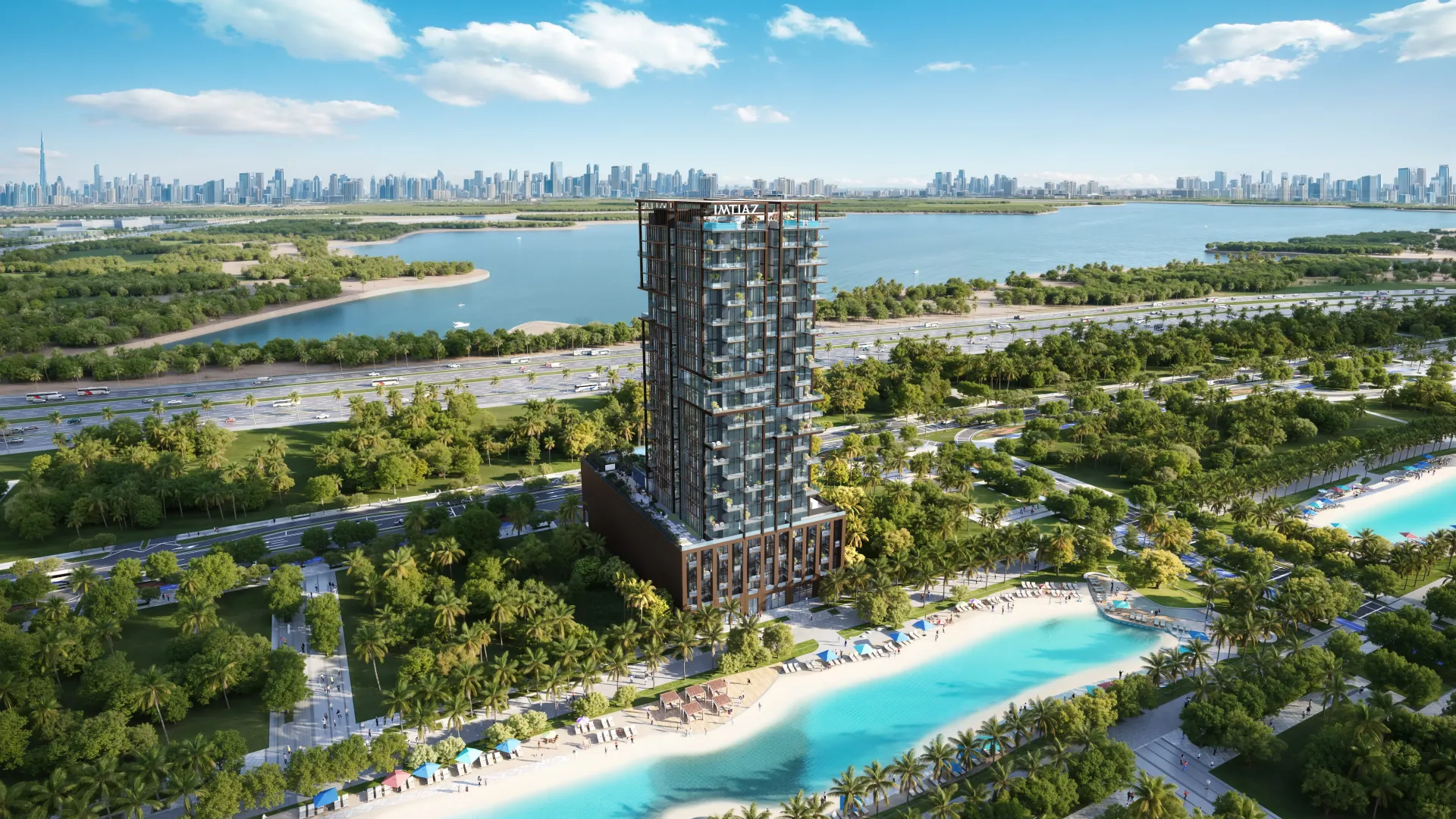Wynwood Horizon by Imtiaz – gyvenamasis bokštas prie lagūnos su paplūdimiu