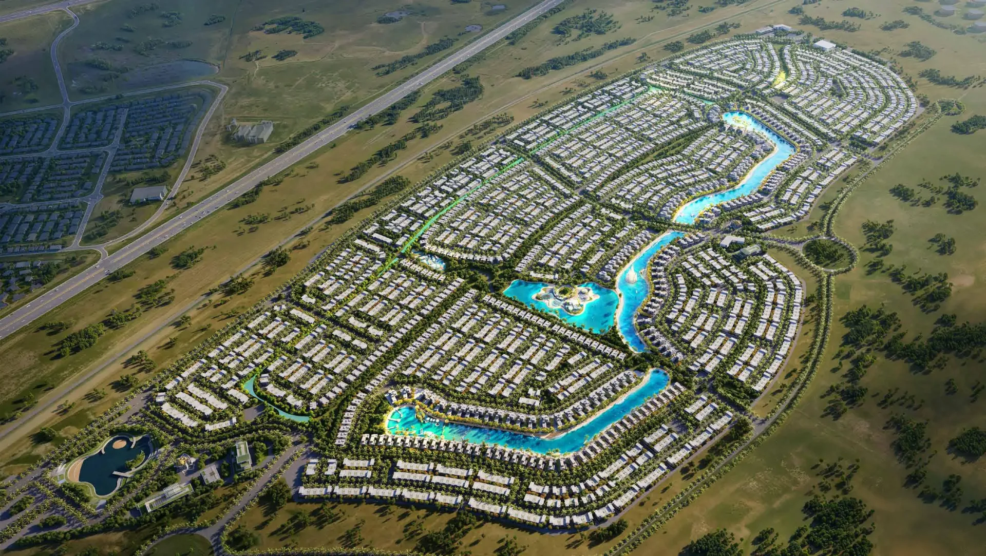 Damac Islands – Fiji 2 – vaizdas iš viršaus į kvartalą aplink lagūną